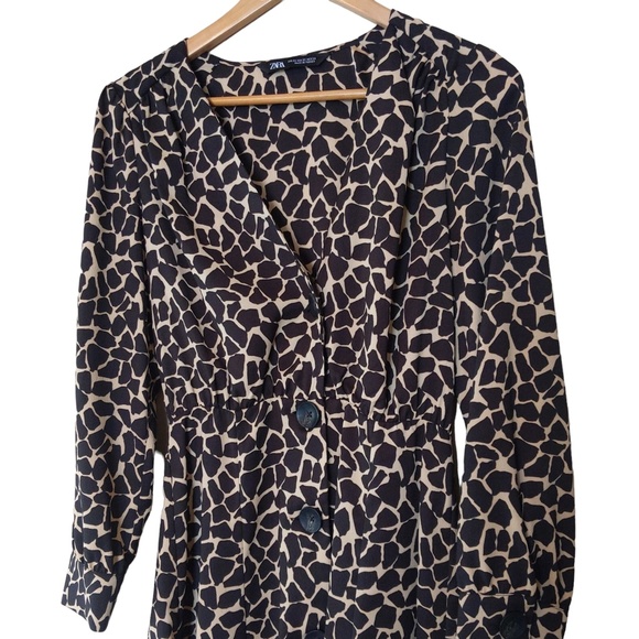 Zara Brown and Tan Animal Print A -Line Mini Dress - Picture 7 of 11